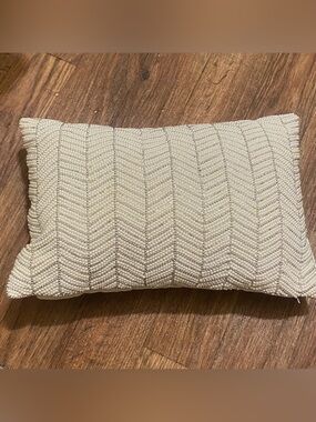 Winter Dreams Rectangle Throw Pillow 16x11 Beaded Diagonal Faux Pearls Silver